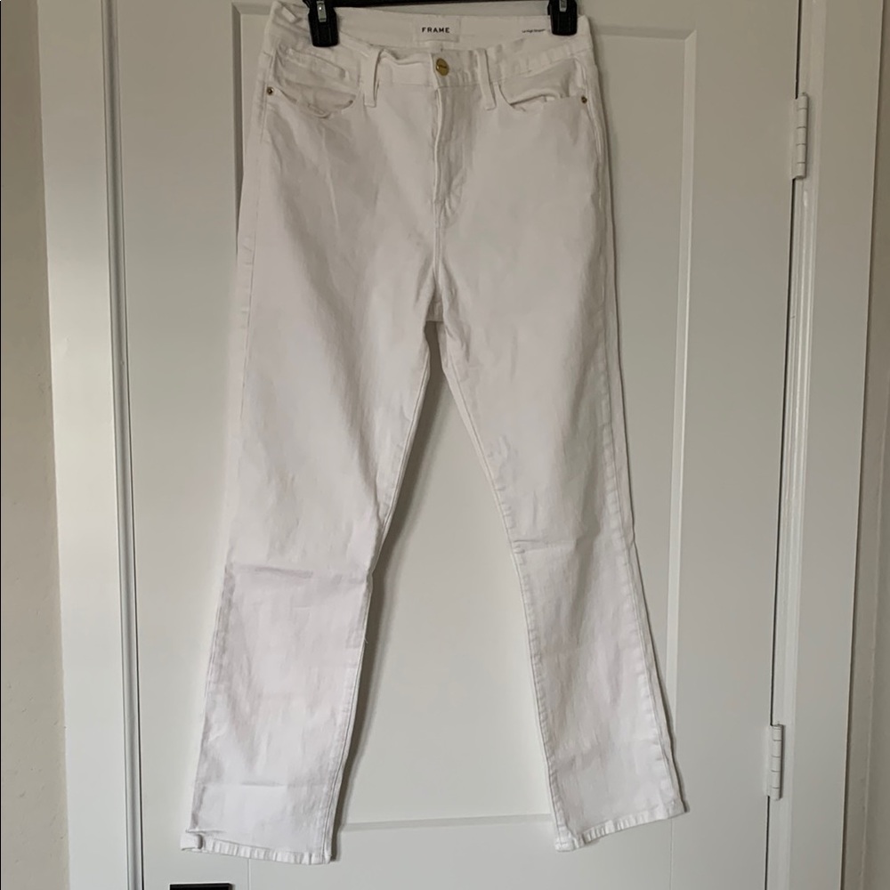 Frame Denim White Straight Leg Jeans